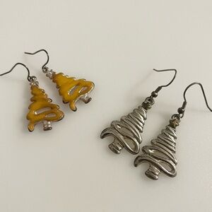 Two Sets Of Vintage Christmas Tree Earrings